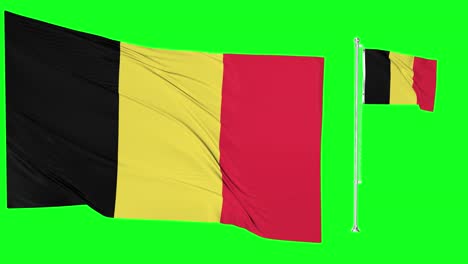 Greenscreen-Schwenkt-Belgische-Flagge-Oder-Fahnenmast