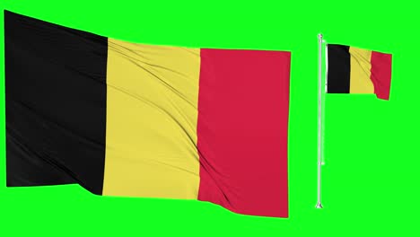 green screen waving belgium flag or flagpole