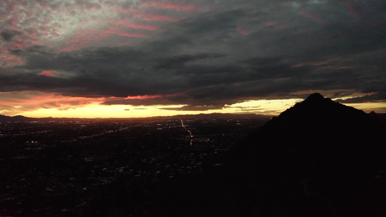Arizona sunset over Scottsdale and Camelback Mountain