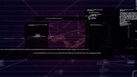 animation of networks of connections and data processing over grid