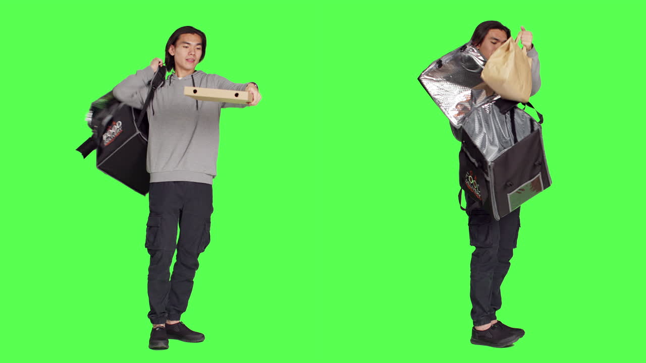 음식 을 배달 하는 일 을 하는 아시아인