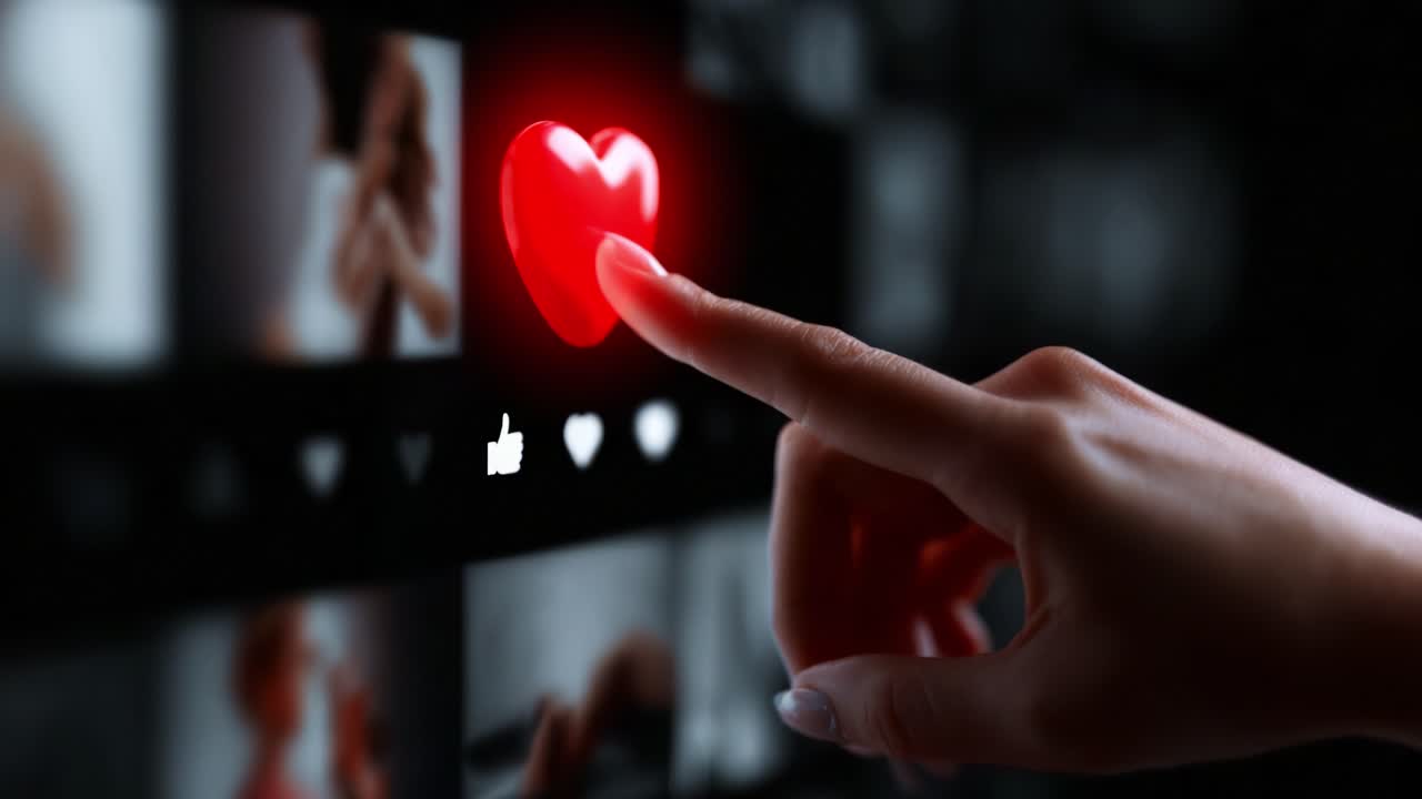 A Hand Reaches Out to a Heart Icon on a Digital Display, Highlighting the Connection Between Emotion and Interaction in Modern Technology, Capturing the Essence of Engagement and Affection