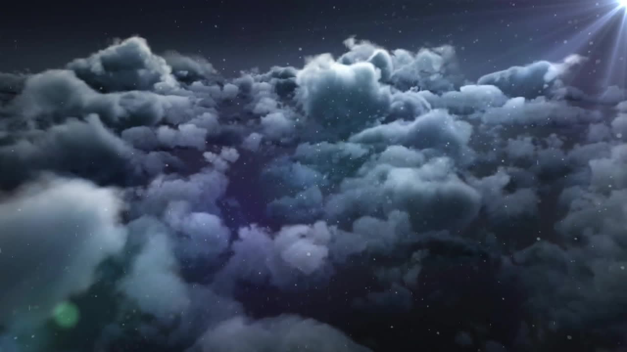 Animation of light spots over clouds on sky