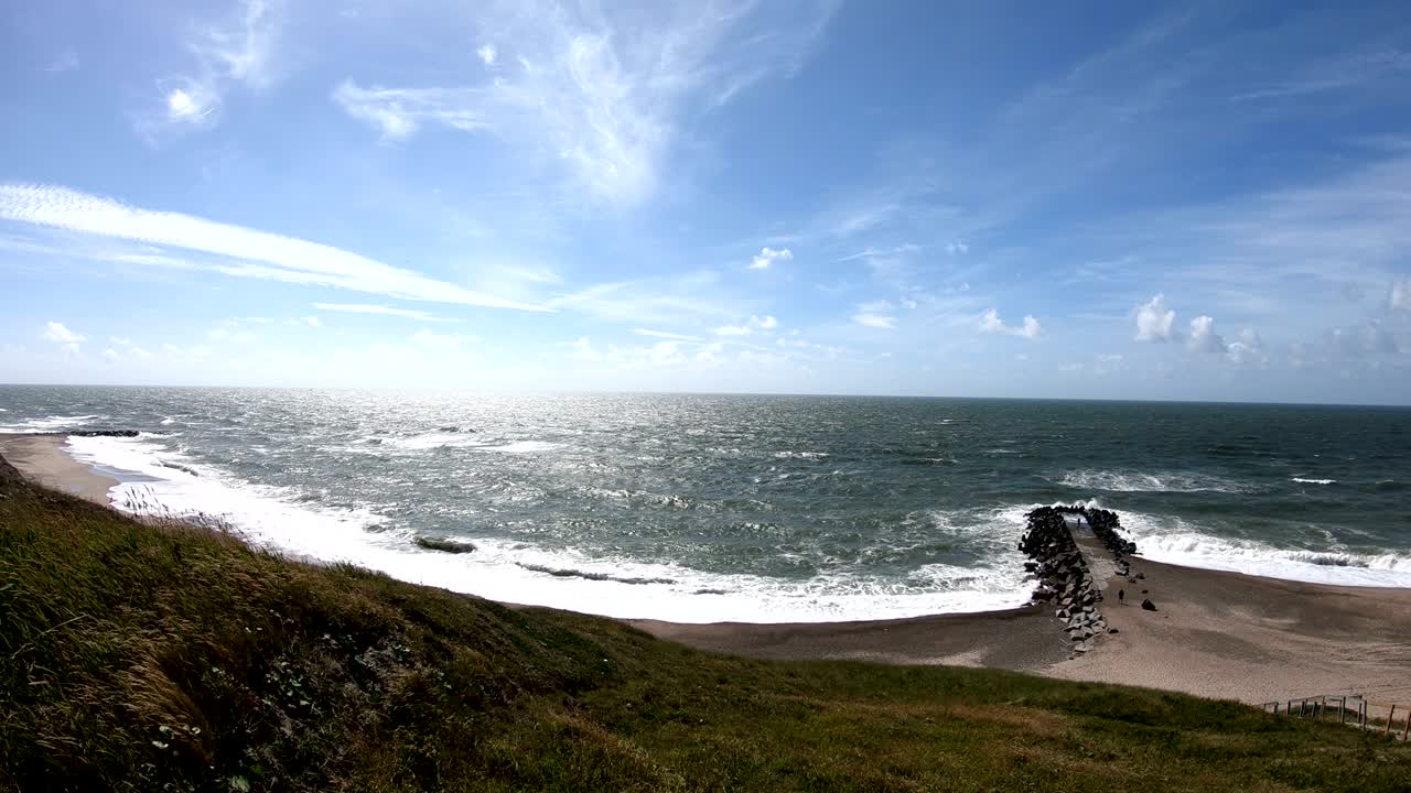 파도와 함께 절벽, 북해, 유틀랜드, 홀름스랜드 클리트, 덴마크, 4k