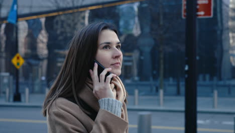 woman on a phone call in a city