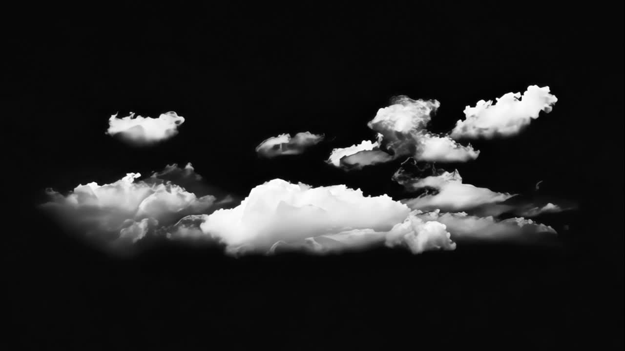 Dramatic monochrome clouds formation animation isolated asset, transparent 4K video, alpha channel