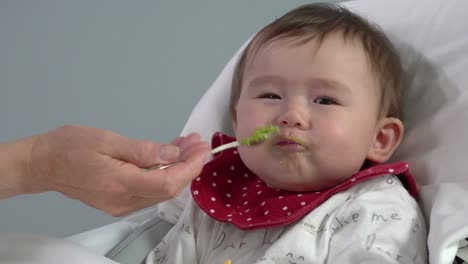 baby girl feeding with spoon