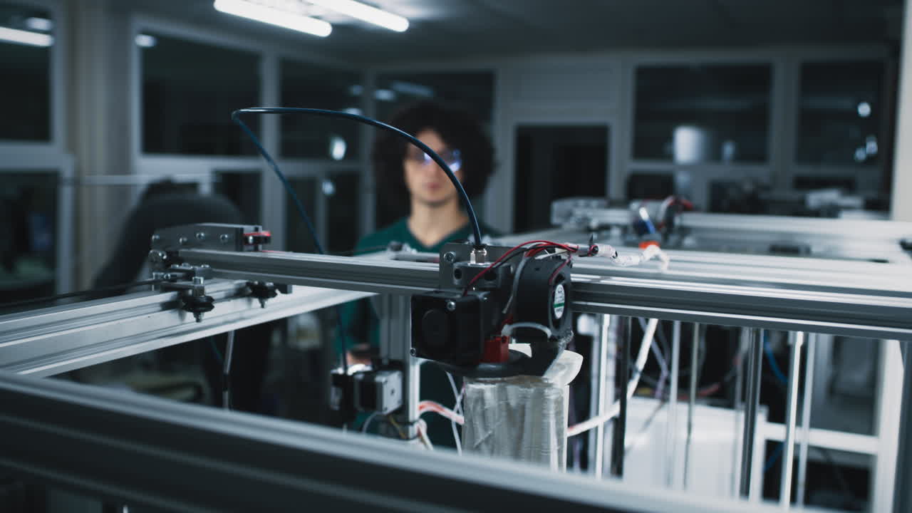 técnico de impresión 3d trabajando en una máquina