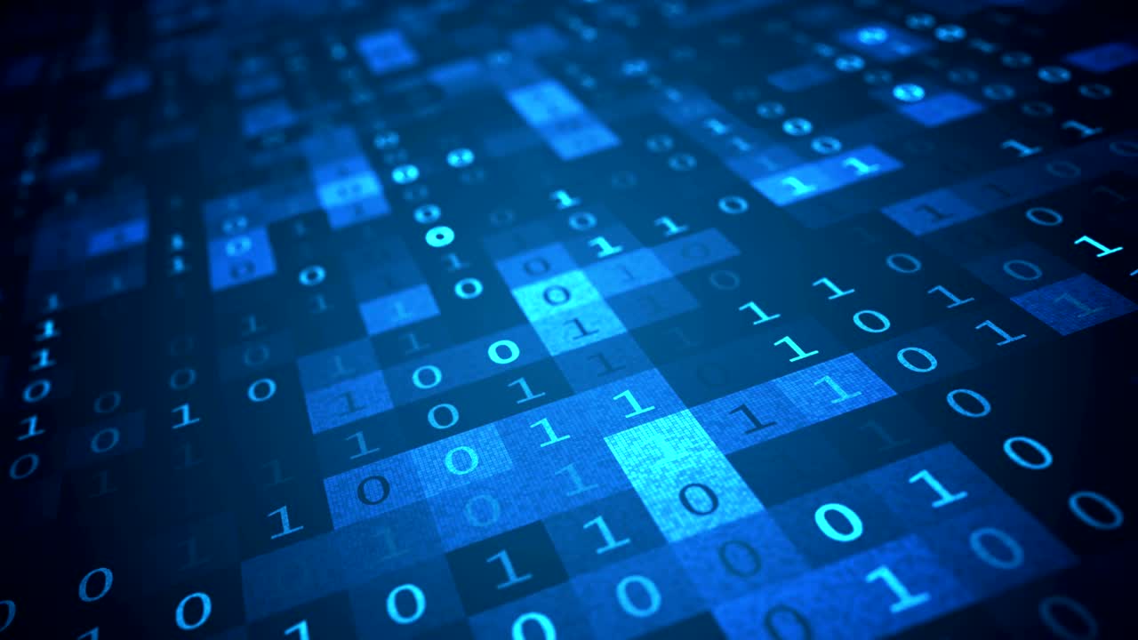 Algorithm operating with binary code. Technology concept. Looping animation.