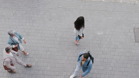 city walk, ground top view