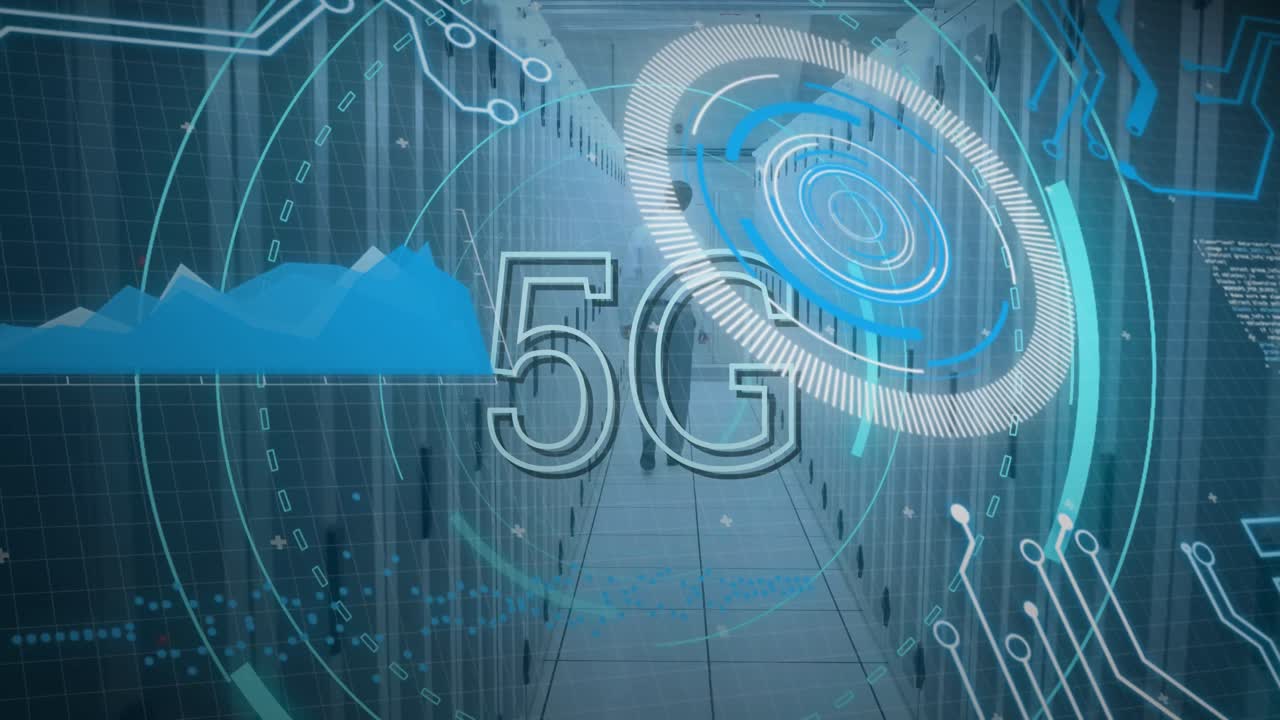 animación del escaneo del alcance y el procesamiento de datos en una placa de circuitos informáticos