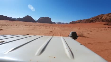 view from the top of a jeep in wadi rum