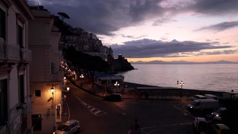 amalfi, italy timelapse with sunrise and cars