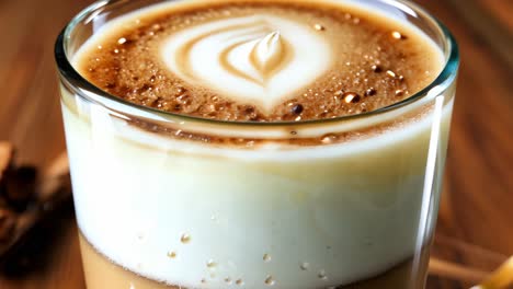 close-up of a latte with latte art