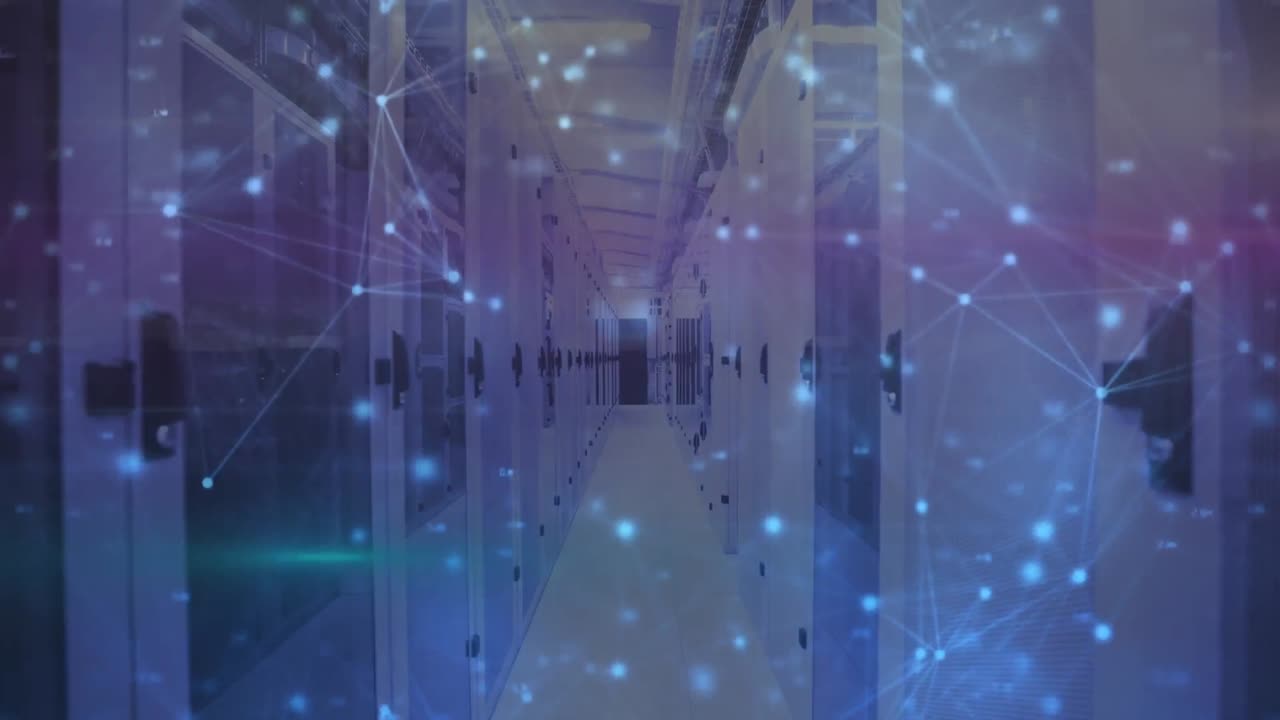 animación de la red de conexiones a través de la sala de servidores