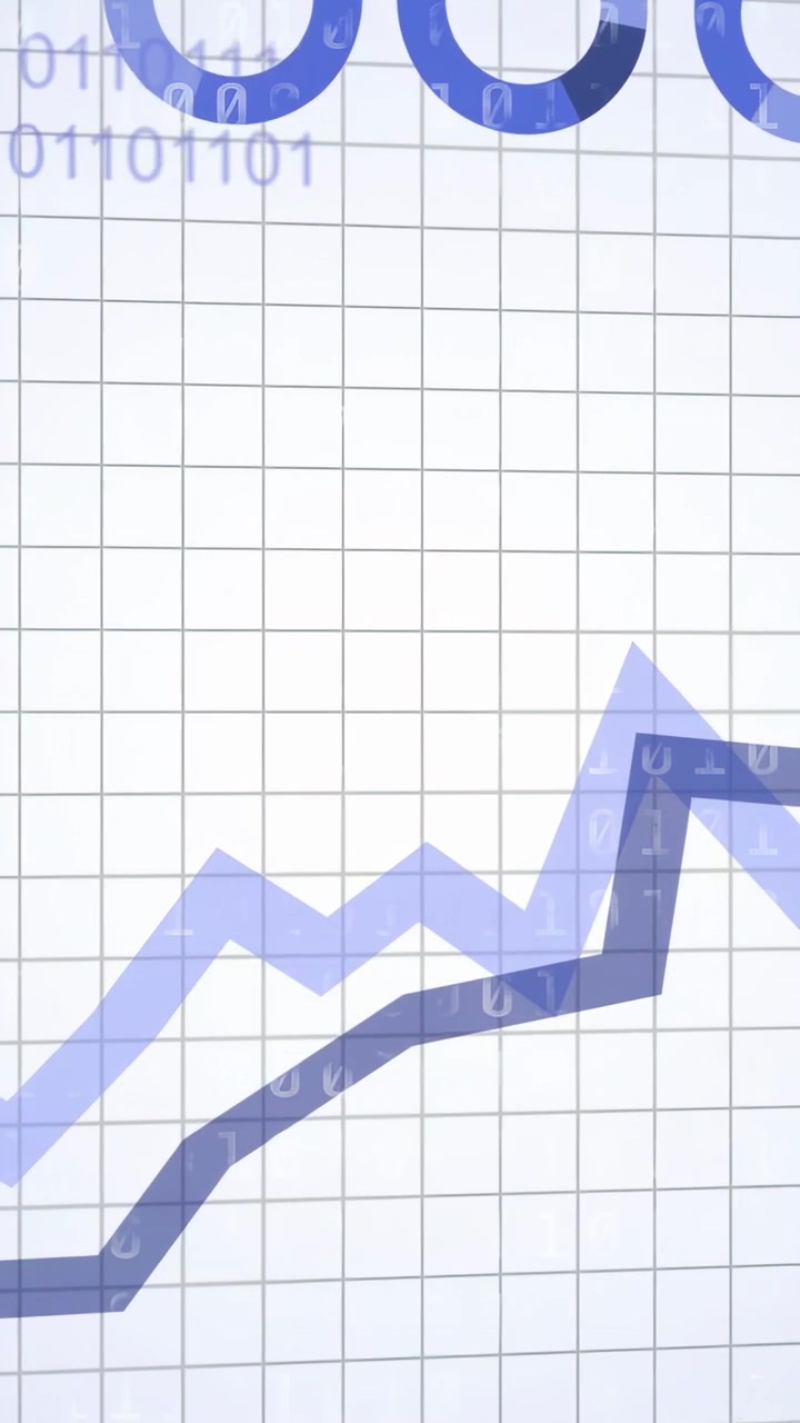 Video verticale: Visualizzazione dati che avvia l'aggiornamento "RACCOLTA DATI" con barre crescenti e una linea in aumento che mostra l'accumulo.