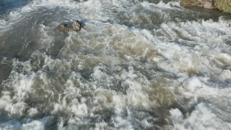 Raging-waterfall-in-Owen-Sound,-Canada-captured-in-an-aerial-view