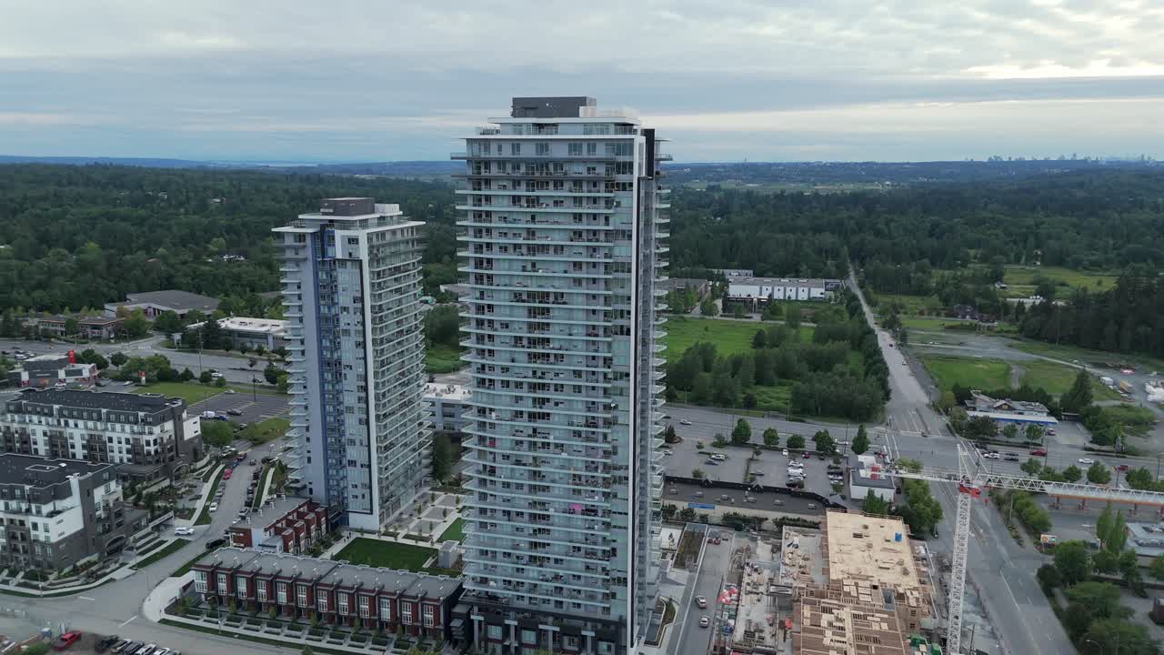 Residential Buildings In Langley, British Columbia, Canada - Aerial Drone Shot
