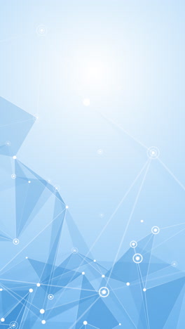 abstract connected dots on bright blue background. technology concept with empty space for text. loop animation. vertical video.