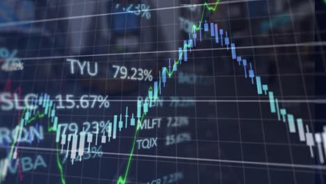 animación del procesamiento de datos financieros a través de la red
