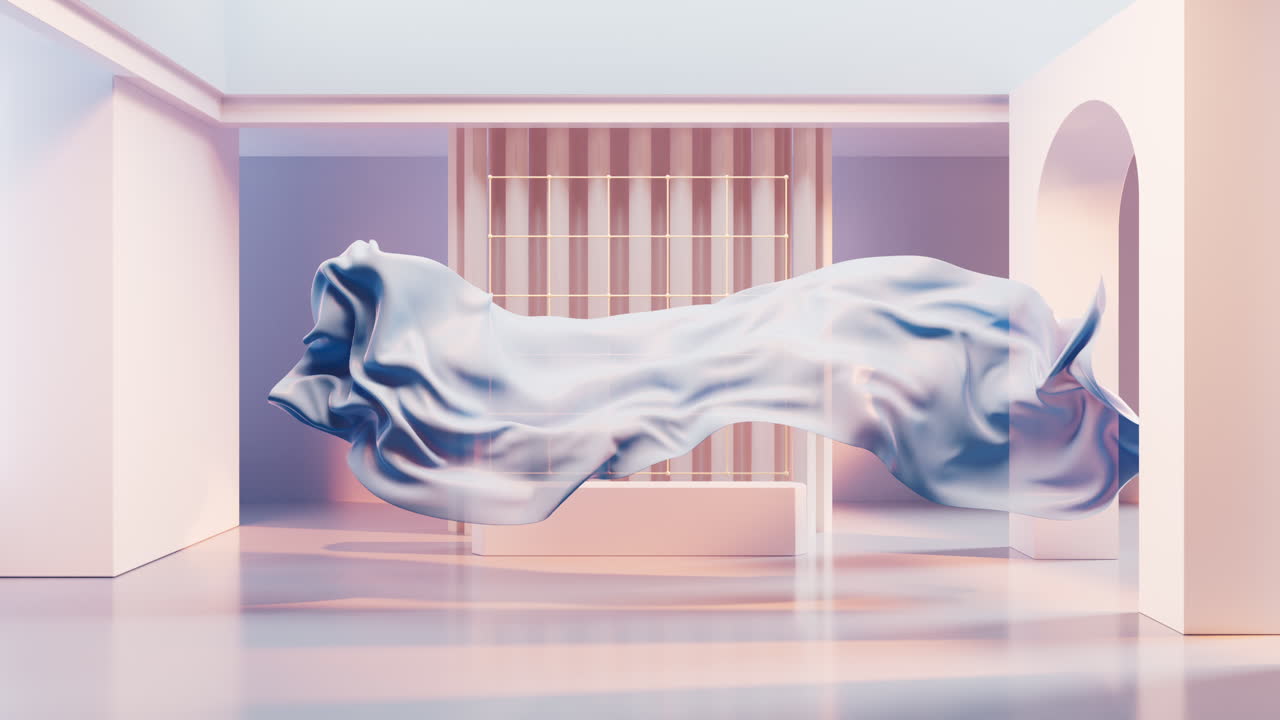 창의적인 기하학으로 흐르는 천, 3d 렌더링