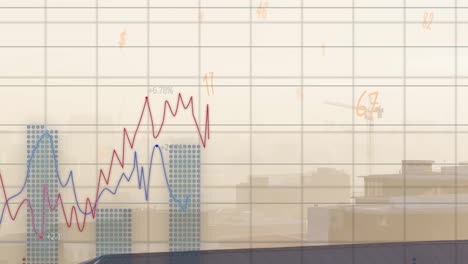 Animación-Del-Procesamiento-De-Datos-Financieros-Sobre-El-Paisaje-Urbano