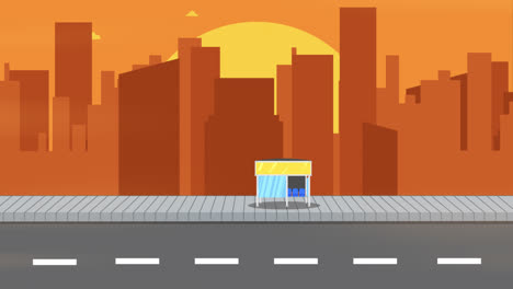 city bus at sunset
