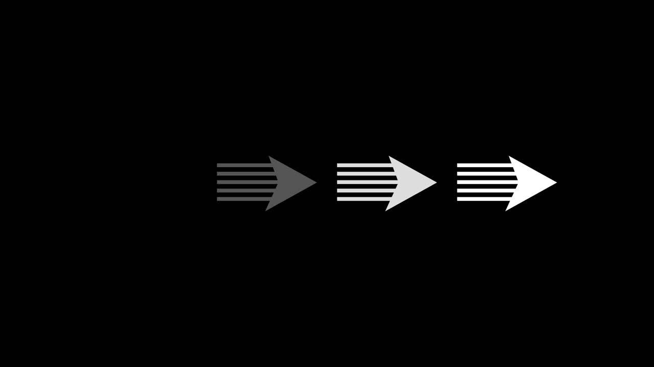 Animated White and Grey Arrows Moving on Black Background