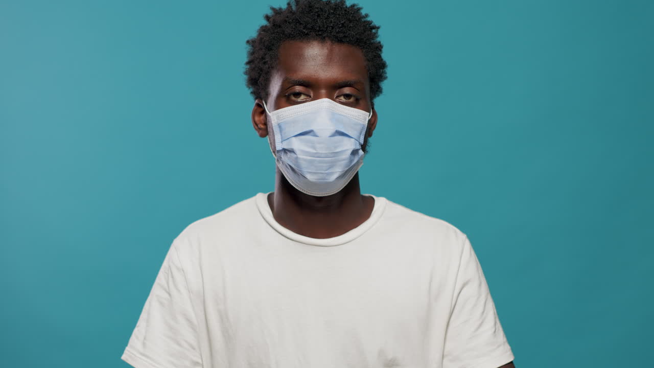 Portrait of casual person wearing face mask