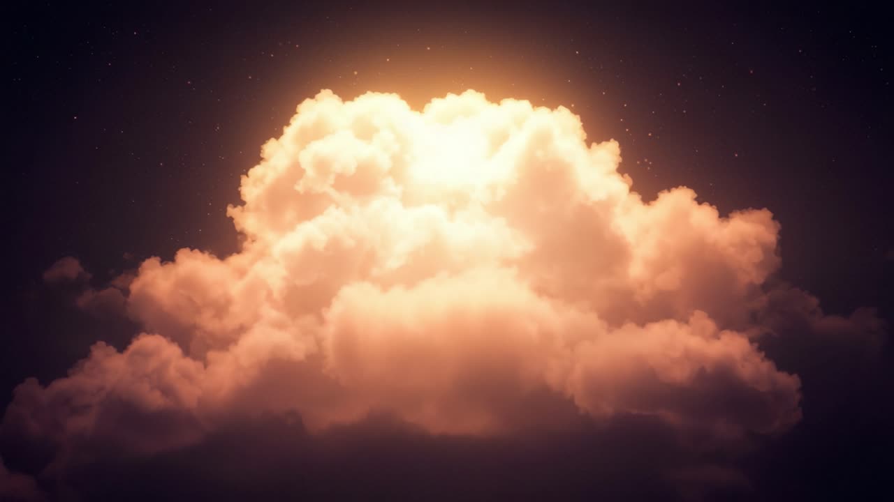 A Breathtaking Transformation: The Evolution of a Glowing Cloud Illuminated by Soft Radiance in a Starlit Sky
