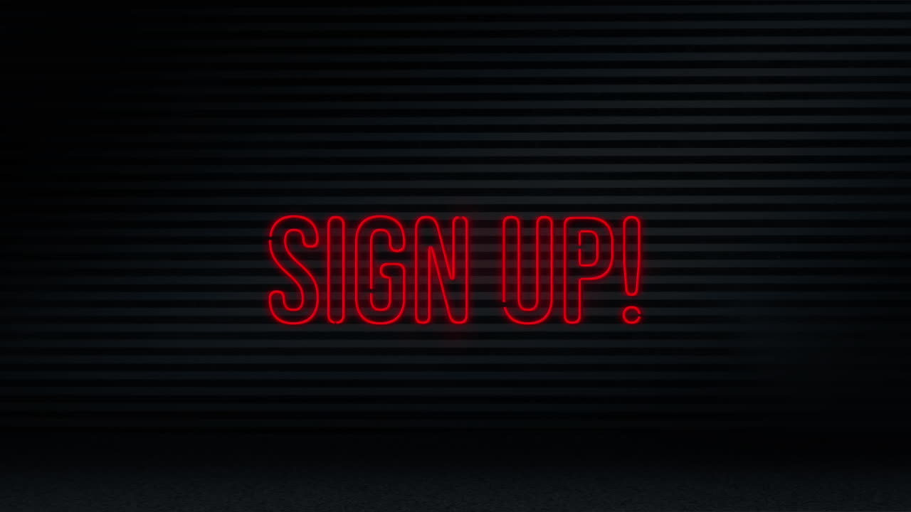 animación de palabras de estilo neón rojo que parpadean sobre un fondo negro