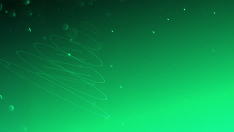 Abstract-geometric-green-circles-in-dark-space-with-fly-glitters