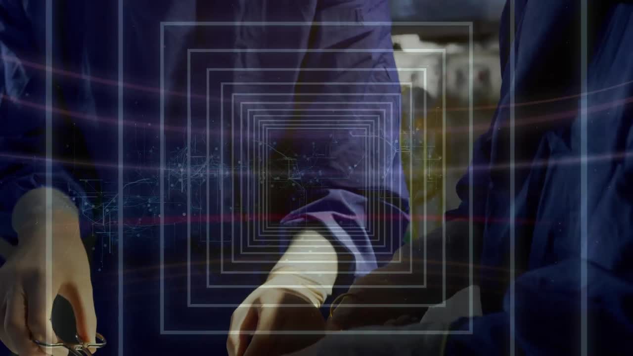 animación de formas que se mueven sobre los cirujanos durante la cirugía