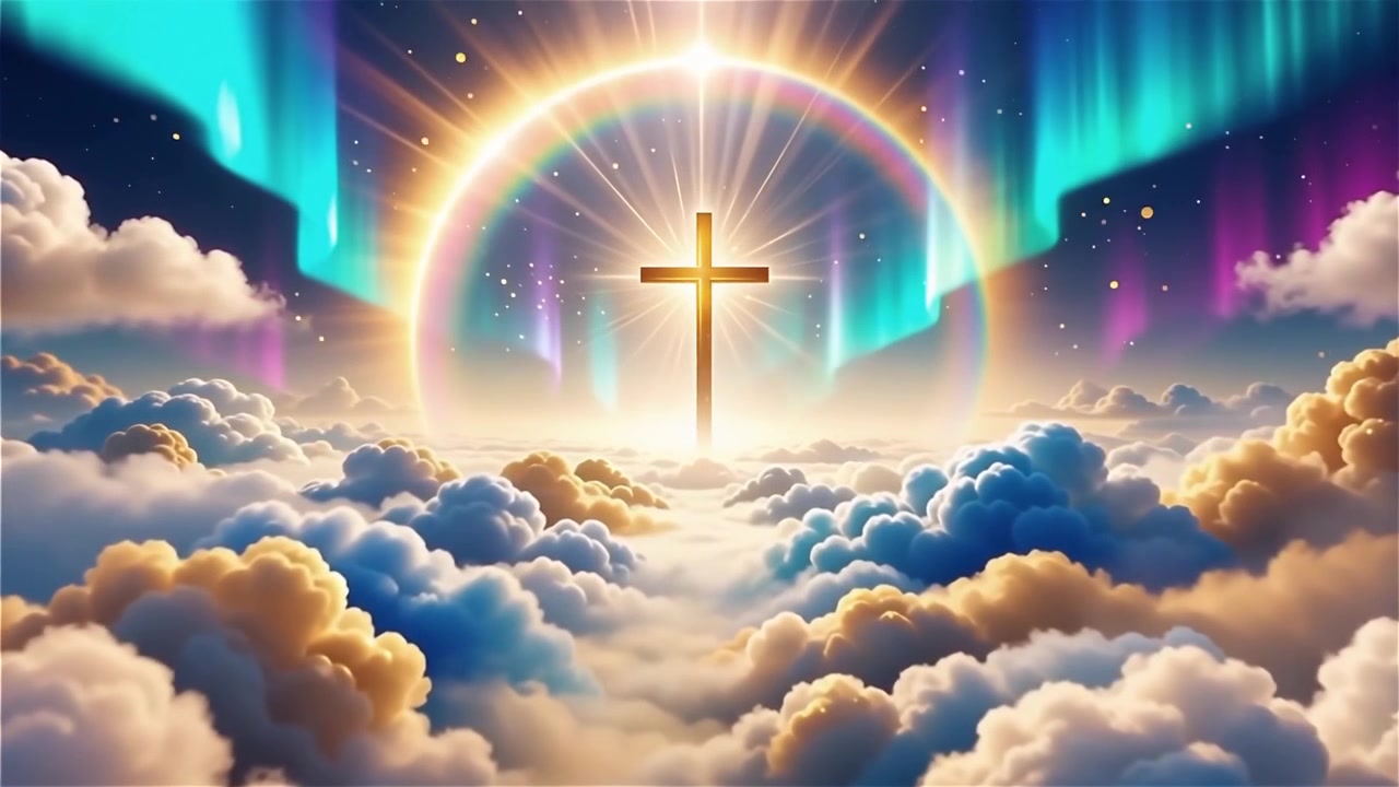 Christian Cross Heavenly Light Worship Background