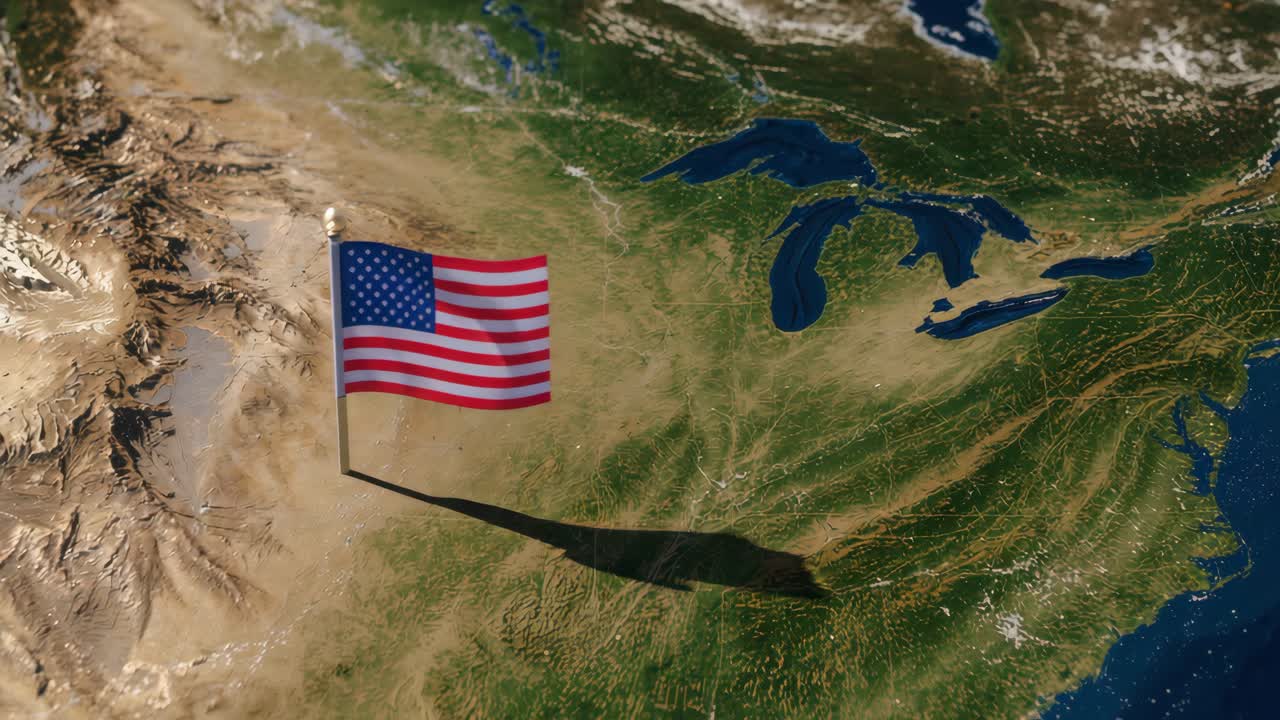 American Flag on a Map of the United States
