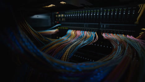 colorful cables in a server rack