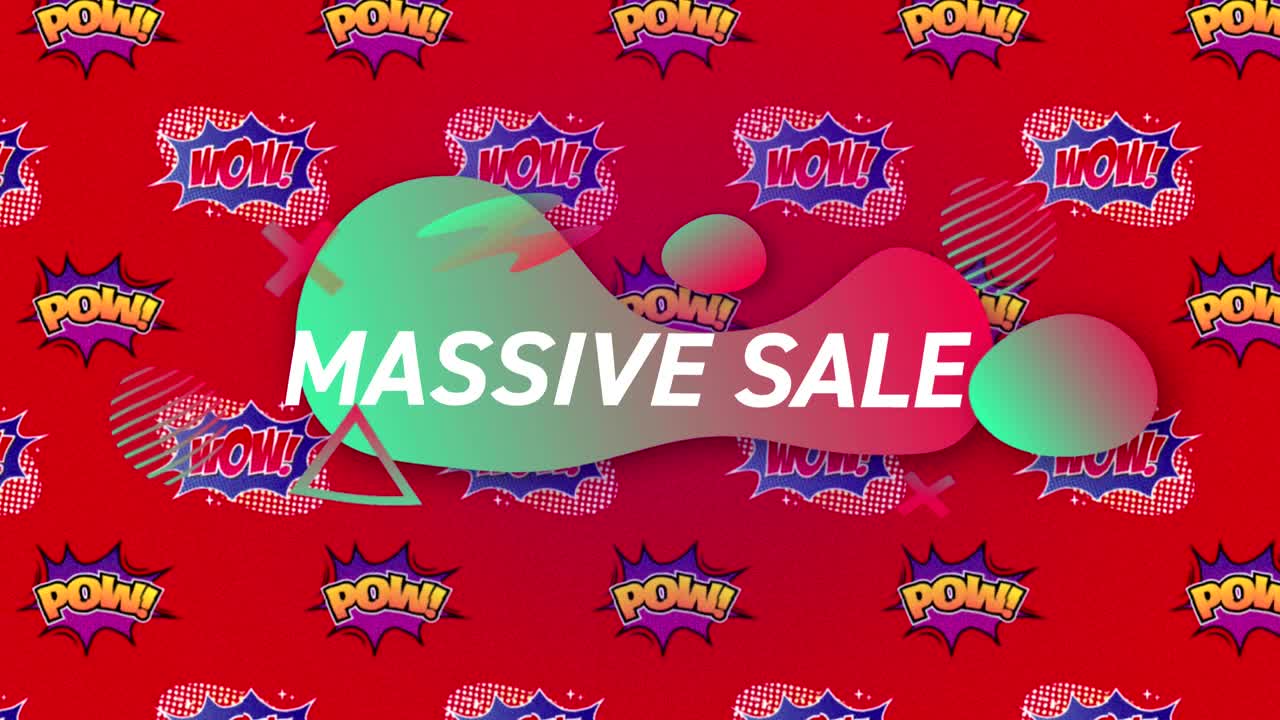 은 배경에 대 한 음성 거품에 대 한 pow 및 와우 텍스트에 대 한 대규모 판매