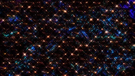 abstract lines shape colorful flashing light dots, black background