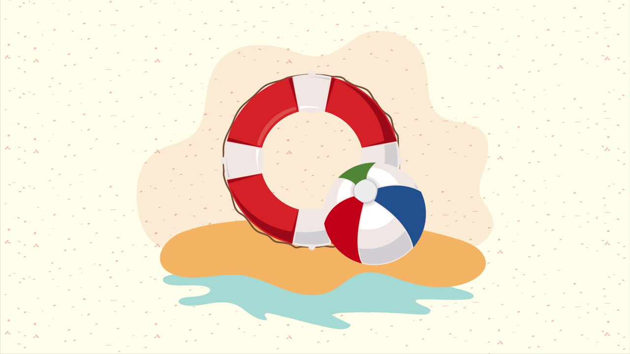 풍선 해변과 플로트 애니메이션