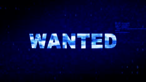 wanted text digital noise twitch glitch distortion effect error animation.
