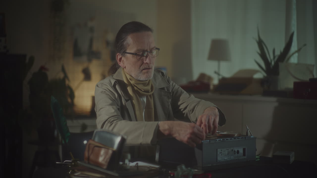 스파이는 신중한 녹음을 듣습니다.