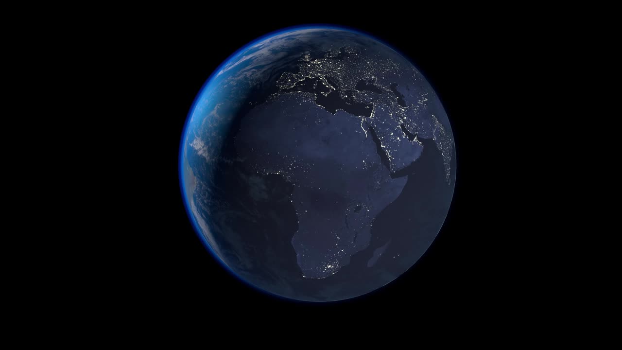 renderizado en 3d de la tierra ultra realista en el espacio girando y alejándose, estrellas en el fondo - 4k