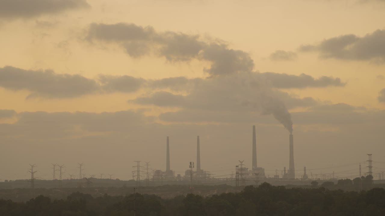 coal fired power station Time Lapse at sunset, Israel
