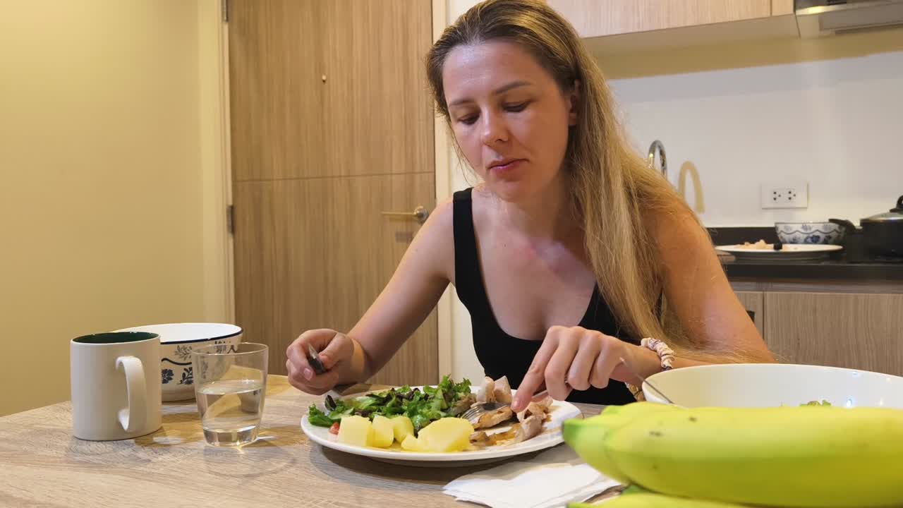Woman Eating Healthy Salad