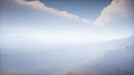 volcano crater landscape with fog