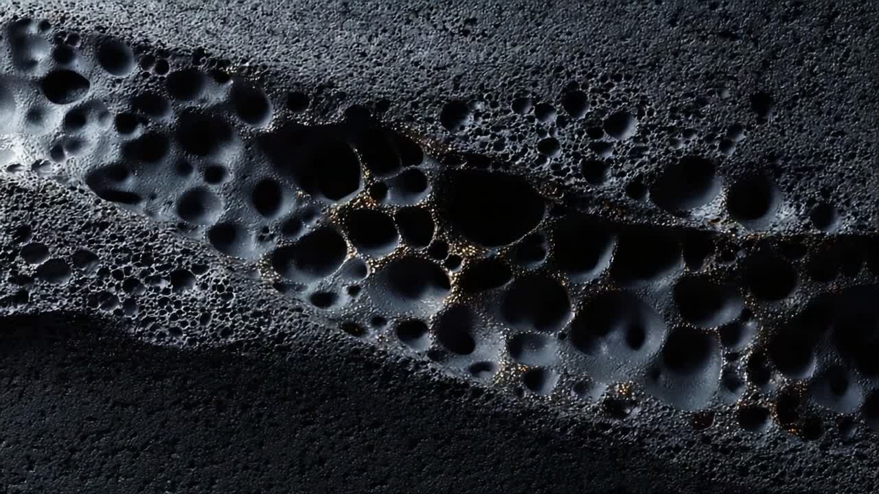 A Stunning Close-Up of Textured Surface with Intricate Patterns of Bubbles and Shadows, Showcasing Nature's Artistry in Monochromatic Tones and Unique Formations