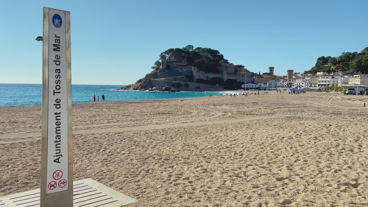 Tossa de Mar beach on the Costa Brava in Gerona Spain near Barcelona view of the walled castle