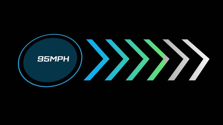Animation of car speedometer on black background