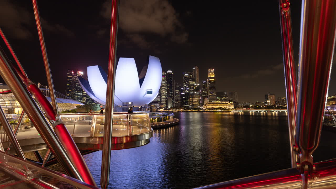 timelapse of the singapore city skyline with the lotus artscience building