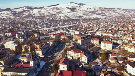 hyperlapse drone video of gura humorului’s city center